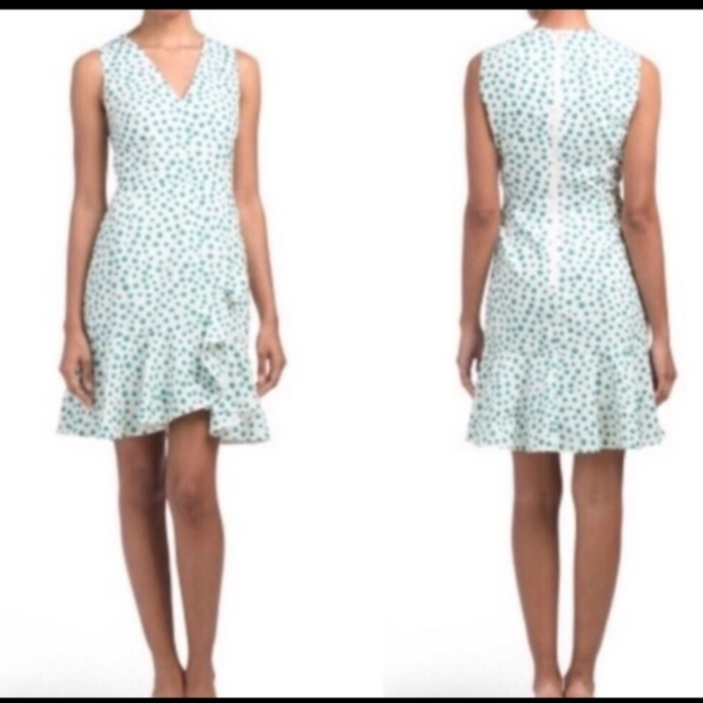 Rebecca Taylor Ruffle Trim Dress Emerald daisy Print 2 NWT